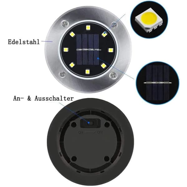 Varme hvite utendørs solcellelamper 8 LED utendørs hagelamper utendørs vanntette LED solcellelamper 4 stk