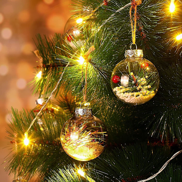 Gjennomsiktige julekuler, 16 stk klare plastballer fyllelige juletrær ornamenter juledekorasjon for juletre og festdekorasjon