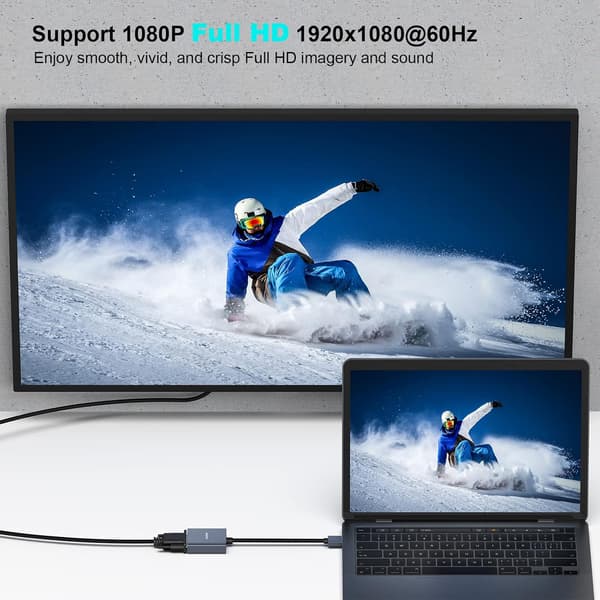 USB 3.0 til VGA-adapter, USB 3.0 til VGA han til hun-adapter til Windows 11, Windows 10, Windows 8.1, Windows 8, Windows 7