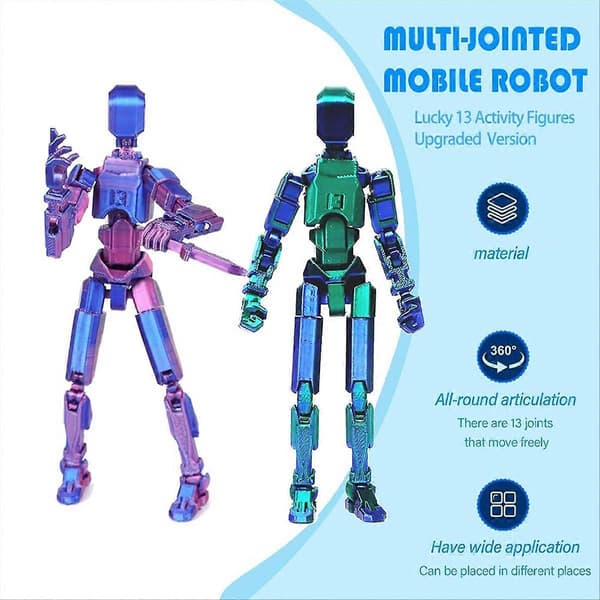 T13 Actionfigursett, 3D-printet med flere ledd, for spillfans