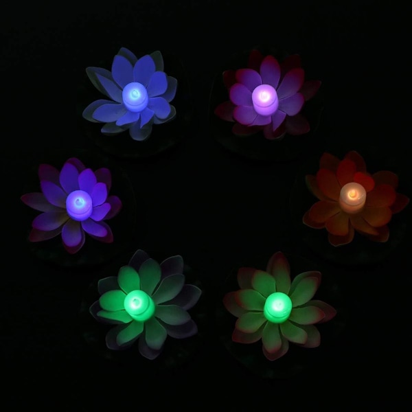 Uonlytech Pakke med 6 Flytende Blomster LED Lys, Kunstige Vannliljer Lotus