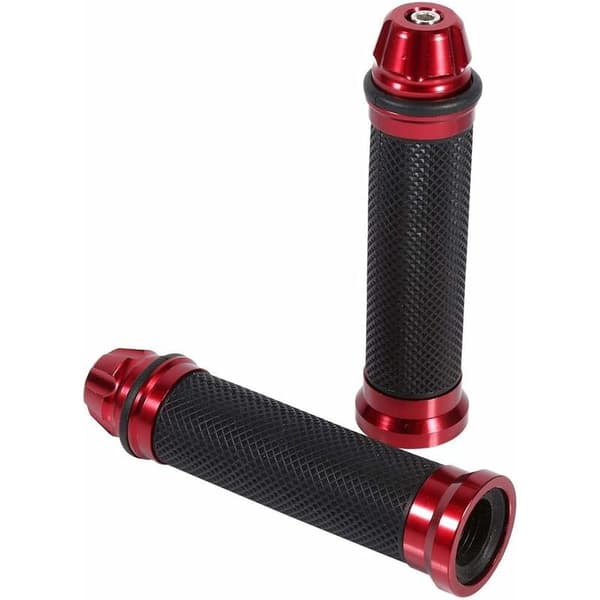 Motorcycle Handlebars CNC Aluminum Rubber Handlebars 1 Pair 7/8\" Bike Handlebars (Red)