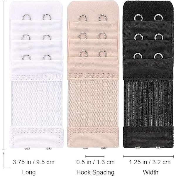 6 stk. Myke og Komfortable Elastiske BH-Forlengere, BH-Forlengelsesstropp med 2 Kroker og 3 Rader, Dame-BH-Forlenger, BH-Bånd
