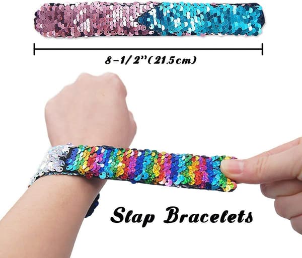 [LD]12-pack Slap Bracelet Magic Bracelet Reversible Sequins Mermaid B
