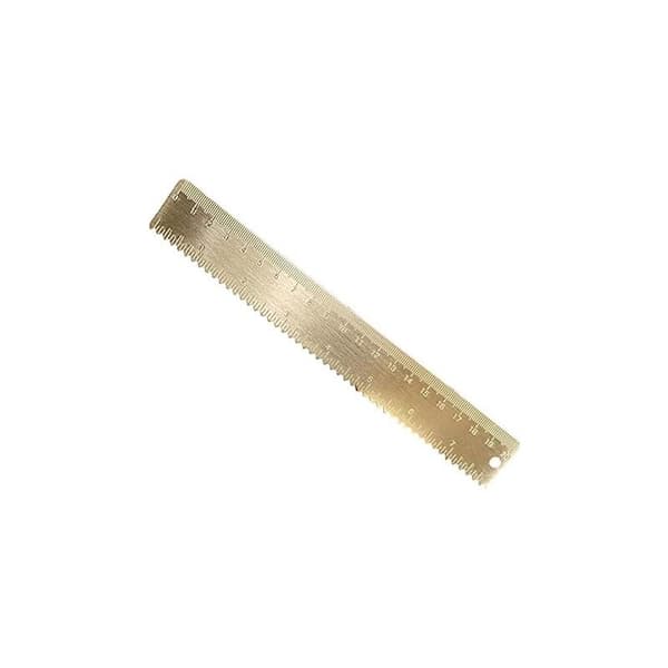Brass Ruler 20 cm, Metallic Color, Graduated Scale, Compatible with Drawing and Measuring Tools