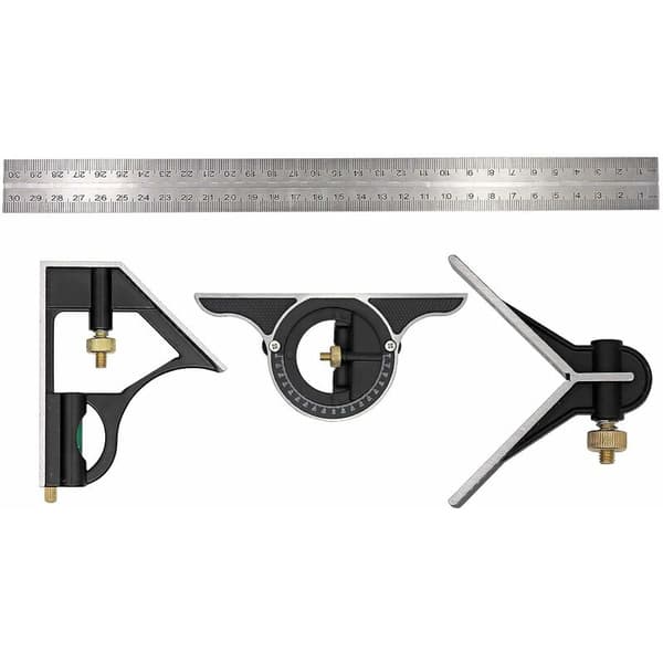 Combination Square Ruler Carpenter Multifunctional Metal Square Adjustable Angle Carpenter Tool, 300MM