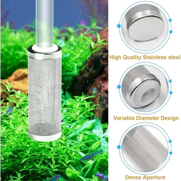 Filter Guard Mesh Beskyttelse Rustfrit Stål Akvariefilter Filter Indløbssvamp 16mm Filter Guard Filterbeskyttelse med Filtersvamp til Små Fi