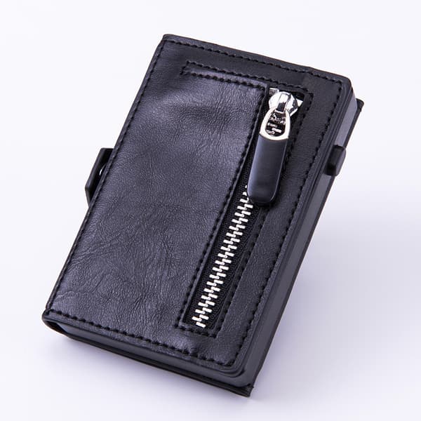 Stealth Wallet - Minimalistisk sort læderpung med retr