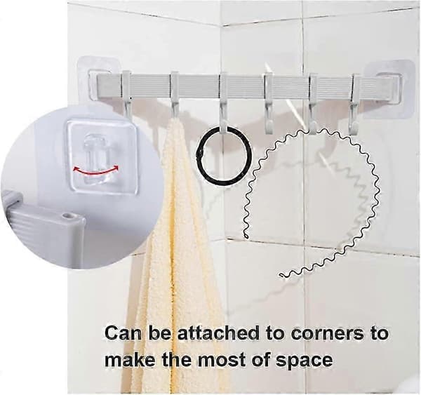 Kitchen Utensil Holder Wall Mounted - 2 sets, wall mounted self-adhesive wall hook rack without drilling with 6 sliding hooks