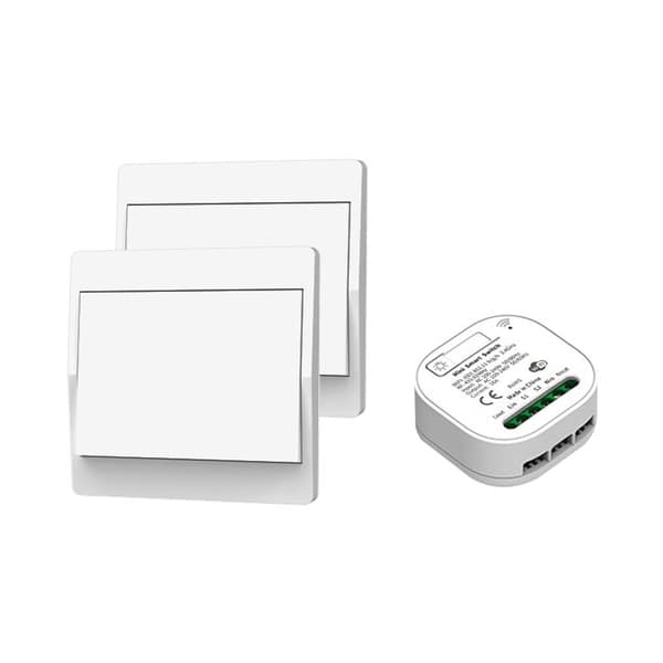 Wireless RF433 WiFi Remote Control Light Switch Kit, 2 Switches 1 Receiver, Compatible with Smart Home Systems