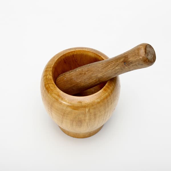 Morter og støder i træ - Lille morter og støder ideel til at male krydderier, urter og hvidløg - Ergonomisk designet støder og holdbar morter
