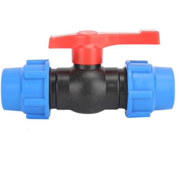 4-delt PE lige kugleventil stopventil til haveslangefittings tilbehør (2,5 cm)