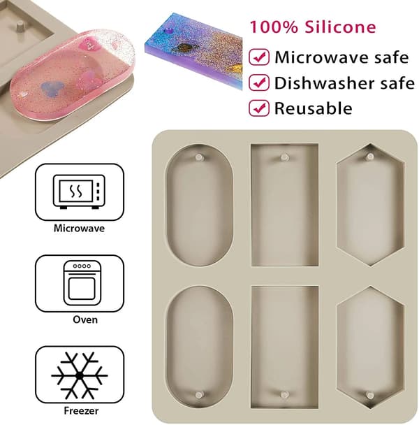 Silicone Molds for Wax Melting 12 Cavities 2-Pack for Resin Keychains, Scented Sachets, Epoxy Casting, and Jewelry Making