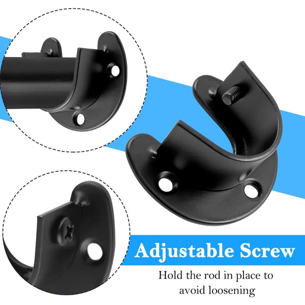 Stainless Steel Diameter Wardrobe Rod Bracket, U-shaped Open Bracket, Shower Curtain Rod End Support