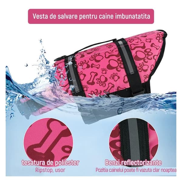 Vandtæt hundejakke, polyester, S, pink