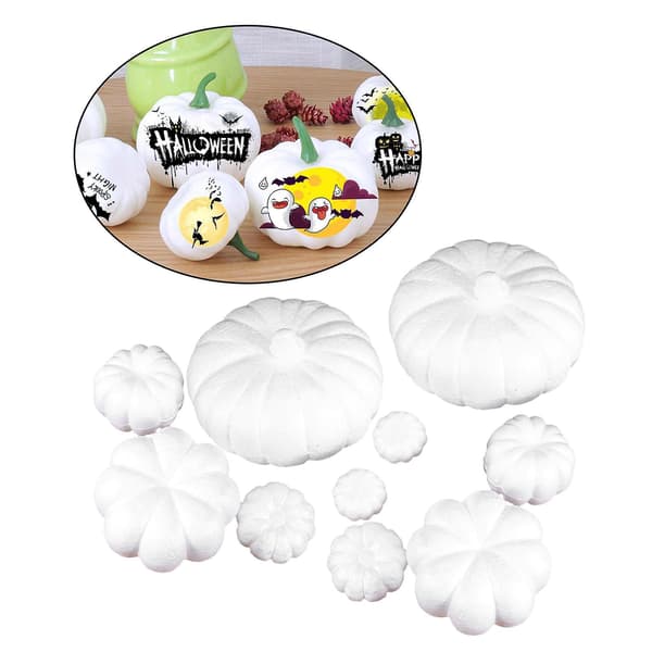 2x Halloween Artificial Pumpkins Styrofoam Decoration Table Photo Props 5 Sizes 10pcs