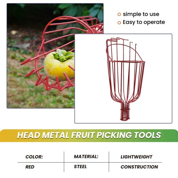 Outdoor Deep Basket Garden Tool Fruit Picking Head Metal Fruit Picking Tool Fruit Catcher Picking Harvesting