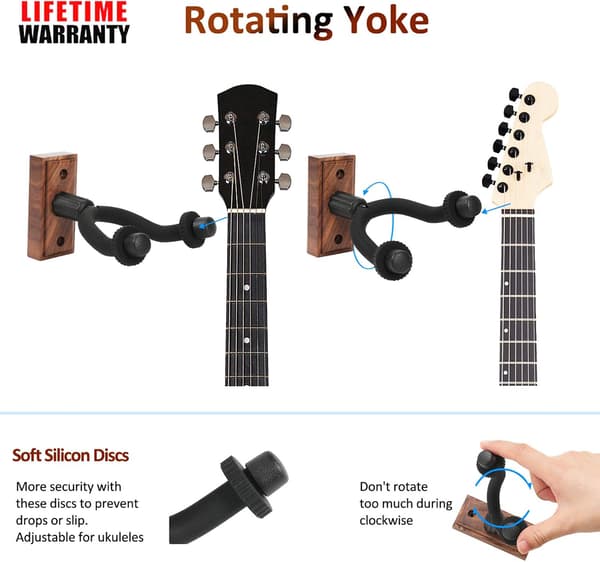 2-pak vægmonterede guitarholdere, guitarophæng