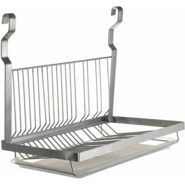 Wall-mounted Dish Drying Rack Foldable 304 Stainless Steel with Drain Tray and Hooks for Kitchen Countertop 40 cm