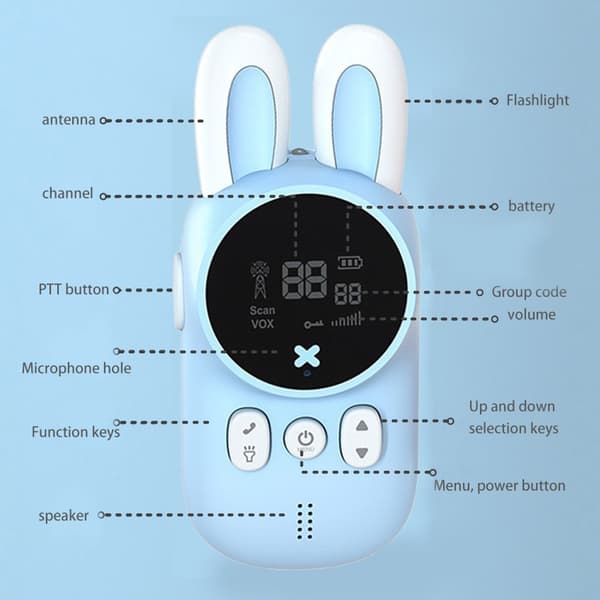 Et par walkie-talkies til børn 57,5×131,5×37,5 mm blå+rosa
