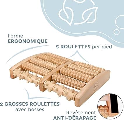 Træmassage rulle til fødder - Plantar zoneterapi afslappende