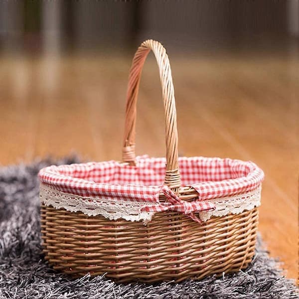 Wicker Gift Baskets Empty Oval Willow Woven Picnic Basket with Handle Wedding Basket Small