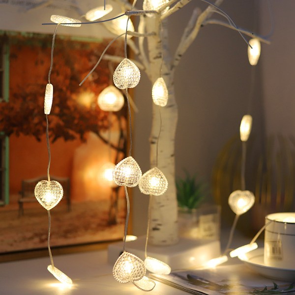 Ny hjerteformet skinnsnor dekorativ lyssnor: ferie bryllup julesnor 1 meter 10 lys