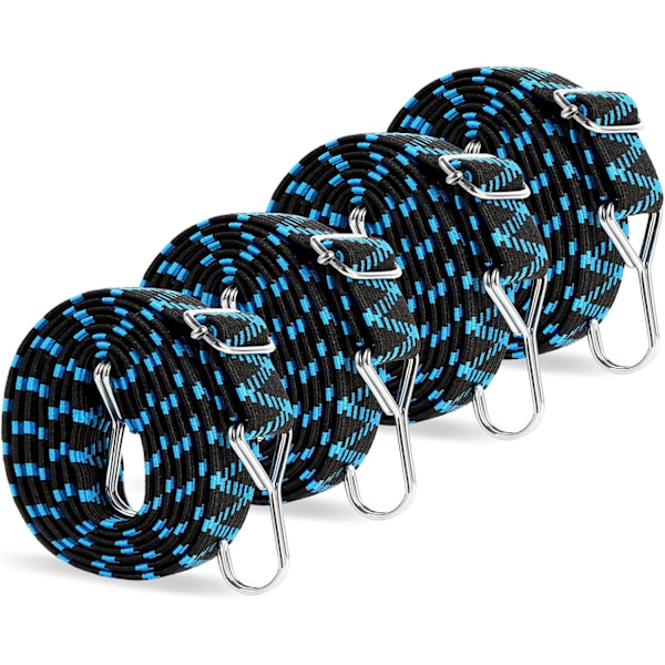 4x 2M elastiske strammere med kroker, justerbar elastisk strammer Bungee Bungee Flat Elast