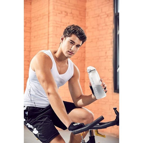 Dricksflaska Vattenflaskor Gym Sport 1l Cykling Löpning 900ml BPA-fri Plast Hydreringsflaska D20 (900ml, Vit) White