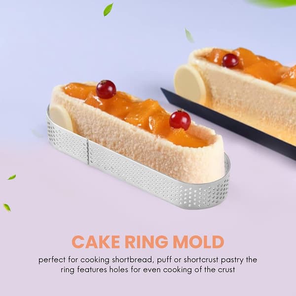 8 stk Dessert Mousse Ring, Oval Fruktterte Ring Kakeform Quiche Ring, Rustfritt Stål Pai Mousse Ring