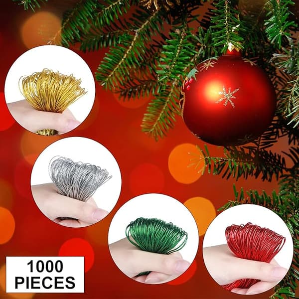 1000 stk. ferdigkuttede opphengssnorer til juletre, polyester
