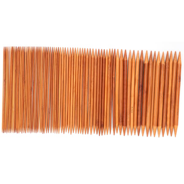 75 Pcs Double Pointed Knitting Needles 20cm/7.8in Carbonized Bamboo Knitting Needle Set 15 Sizes