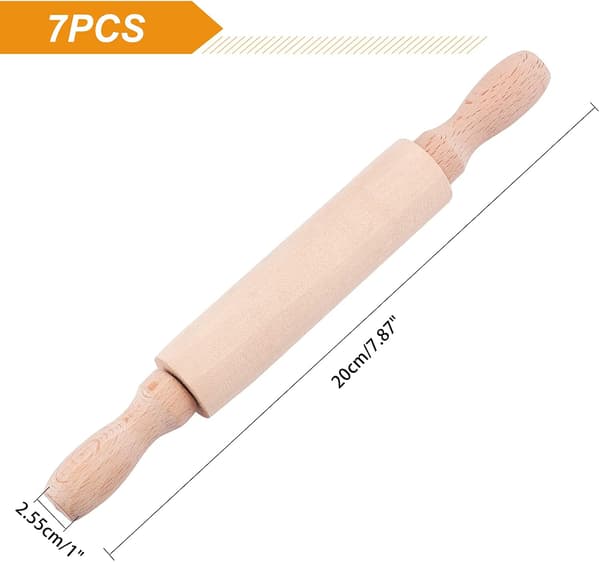 7 pcs mini rolling pin 20x2.55 cm Untreated clay rolling pin Classic empty wooden rolling pin for baking Dough roller Rolling pin Wooden tool