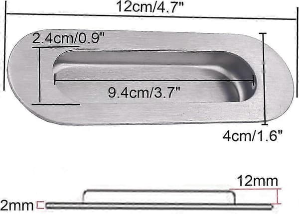 2-piece Concealed Stainless Steel Silver Tone Flush Pull Handle