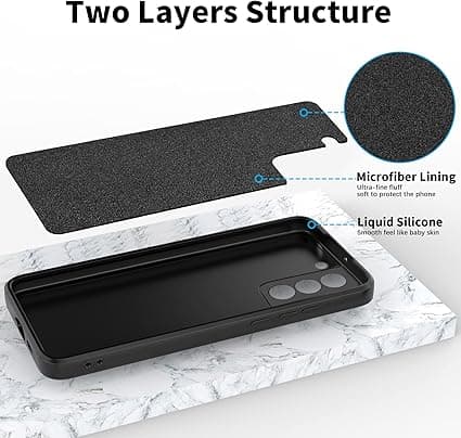 Black, Camera Protection Case for Samsung Galaxy S22, Samsung S22 5G Silicone Case, Shockproof Protective Case, Thin, Soft, Elegant