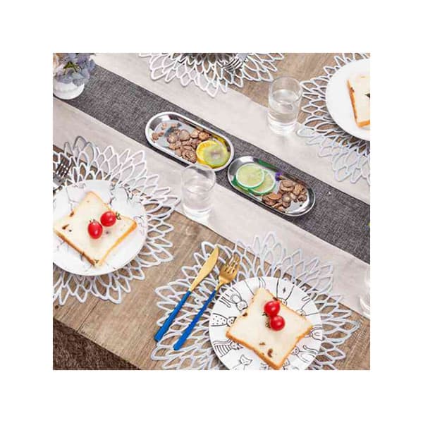 8 Pcs PVC Placemats, Hollow, Non-slip, Silver