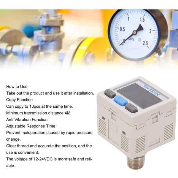 Air Pressure Regulator Valve, Digital Pneumatic Vacuum Controller, Switch 0 to -101kPa 12-24V DC