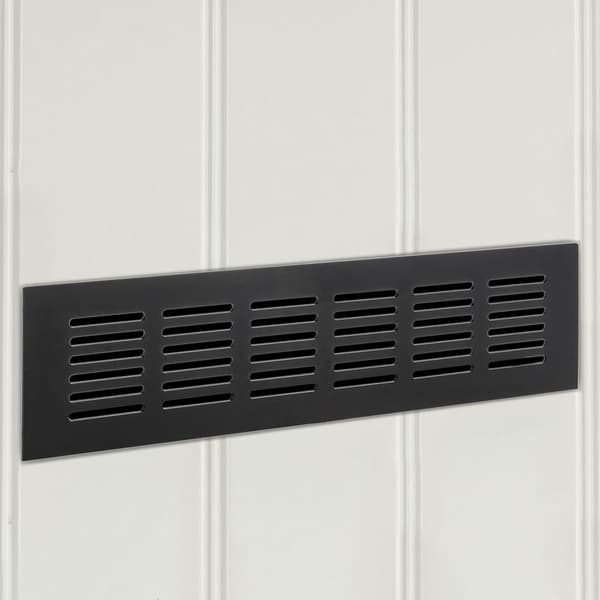 Ventilationsgitter til sokler, aluminium base 200x60mm, sort farve