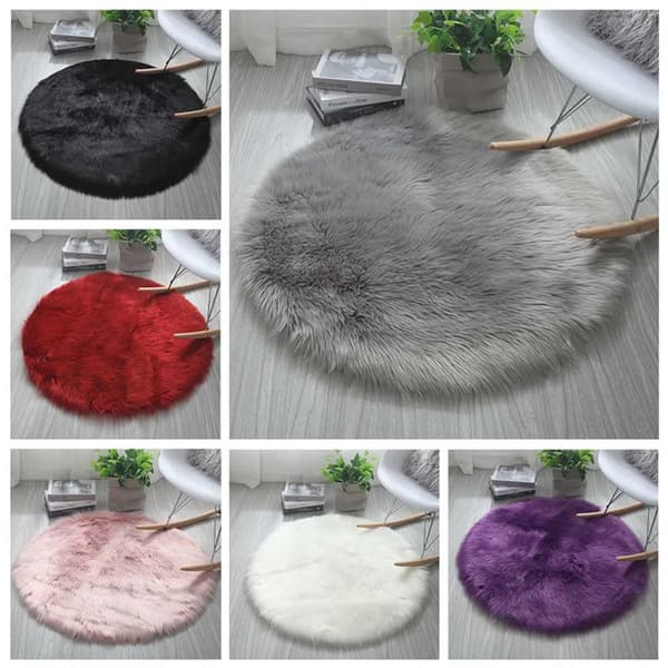 Rund fluffy teppe fluffy lang luv raggete teppe dyp luv løper stue (svart)