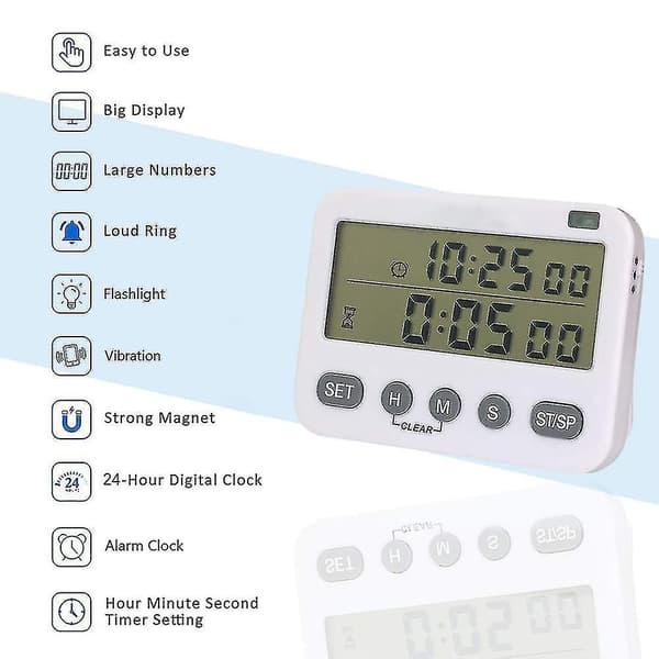 Digital Kökstimer Magnetisk Nedräkning Upp Matlagningstimer Klocka Med Magnetisk Baksida