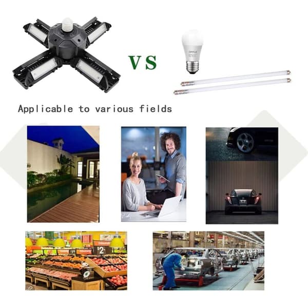 LED Garage Light, LED Garage Lamp, Adjustable Ceiling Workshop Lighting, E27 6000K Lighting, with Multiple Adjustable Panels, 15000 Lumens, Garage