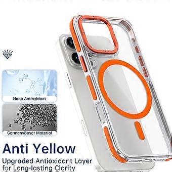 Compatible Case for iPhone 16 Pro Max, Anti-Drop, Two-Tone PC+TPU Transparent Phone Case Compatible with MagSafe (Yellow)