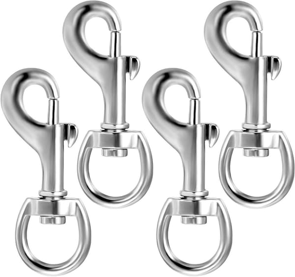 Swivel Carabiners, 4-pack 72mm Stainless Steel Spring Snap Hook for Dog Leash, Flagpole Rope, Keys, Quick Release
