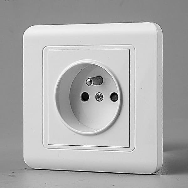 French socket panel, wall socket 2P+E socket with automatic terminals Complete surface-mounted equipment, white