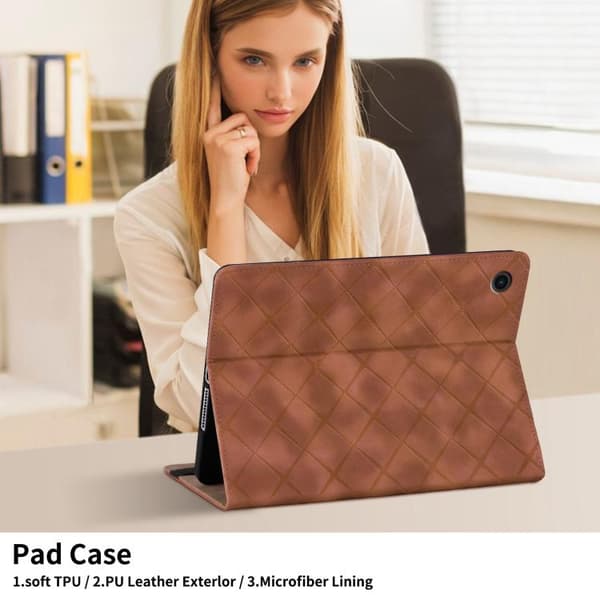 Samsung Galaxy Tab A9+ / A11+ etui i rombeprægning brun Brun