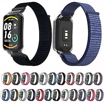 PC-deksel + Nylon Loop-rem for Xiaomi Mi Band 7 Pro (Army Green)
