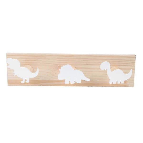 Dinosaur-shaped wooden wall hook, multi-functional coat rack for home and bedroom, 40x10 cm white