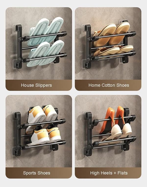 Shoe Cabinet Wall-Mounted Foldable Shoe Rack, 50x25.8x12cm, Space-Saving, No Drilling