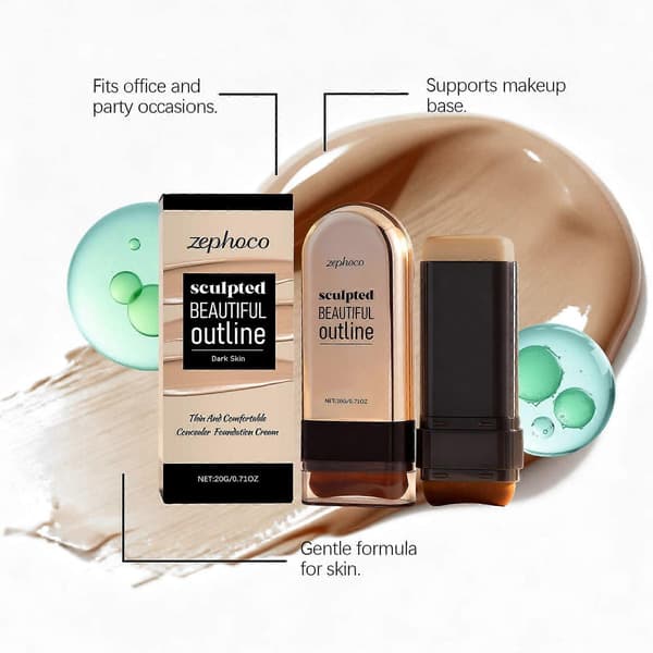 Zephoco Dark Skin Concealer Foundation Stick Has a Light and Thin Texture That Moisturizes and Creates a Matte, Clear, and Translucent Makeup Effect