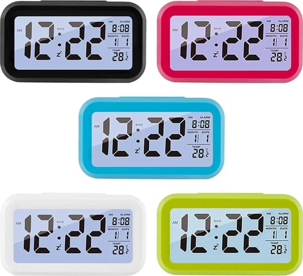 LED-väckarklocka Digital väckarklocka Kalender Belyst Snooze Alarm (Blå)